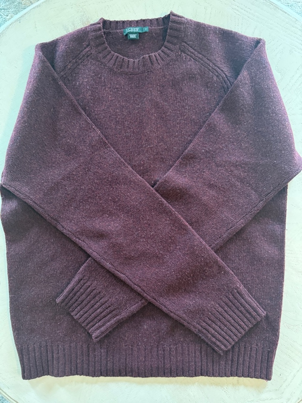J. Crew Factory 100% Wool Deep Plum Crewneck Sweater Men’s Small